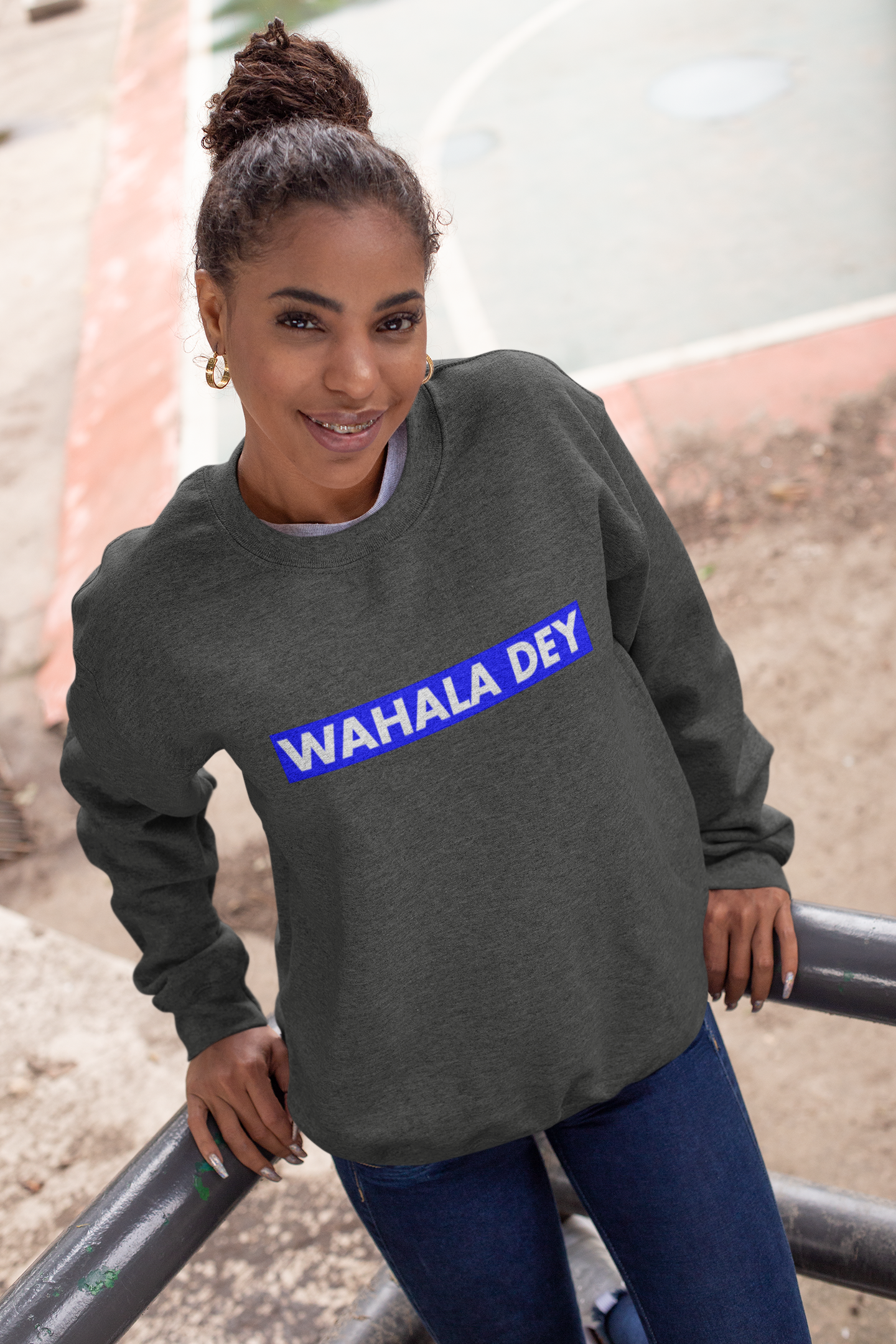 wahala dey_blue sweatshirt